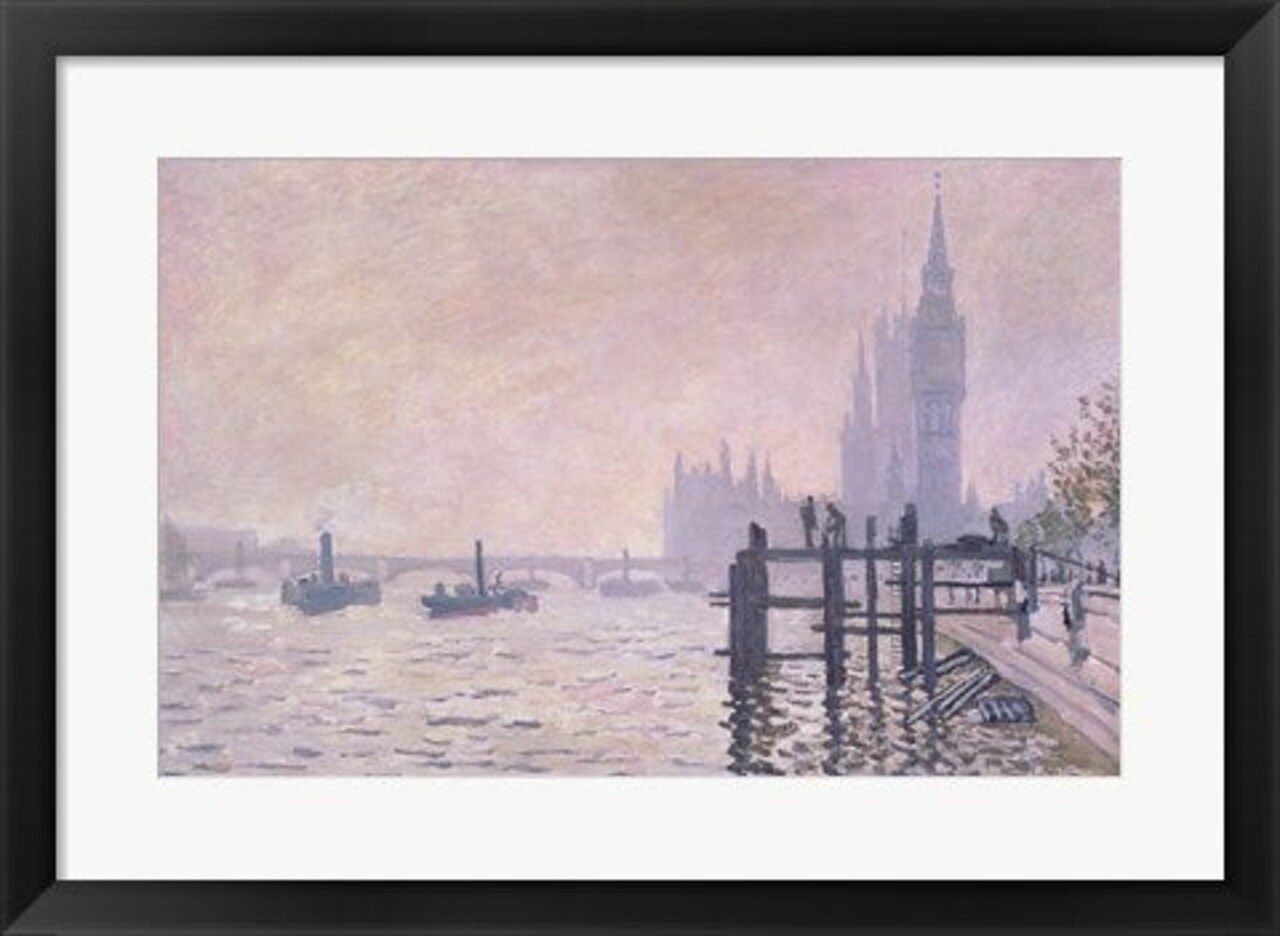 Framed Art The Thames below Westminster, 1871 by Claude Monet Wall Decor 18x24 Artwork